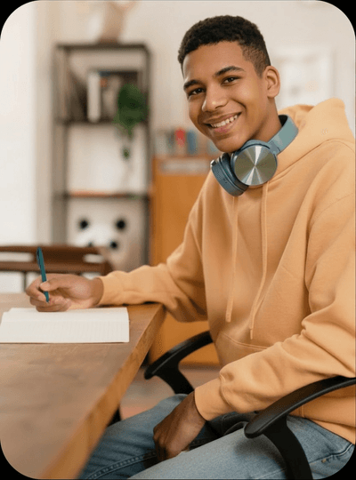 A MOHS student working on a laptop
